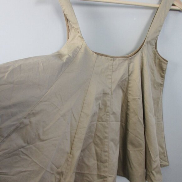 Club Monaco Women Pleated Tank Top S Beige Swing Blouse Cotton Blend Preppy 184 - Picture 6 of 11